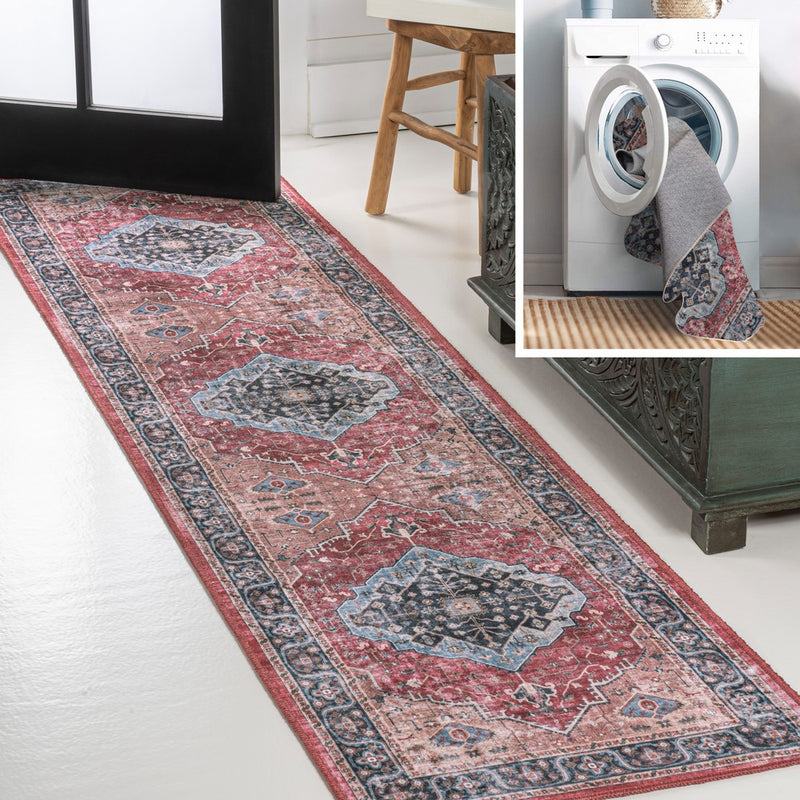 Alacati Ogee Medallion Washable Area Rug