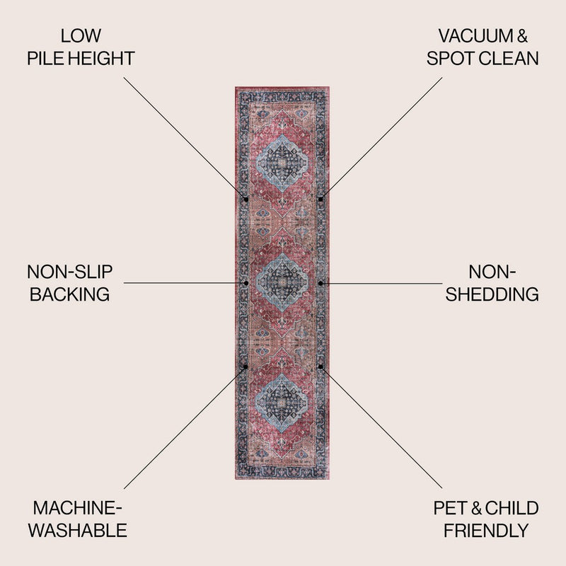 Alacati Ogee Medallion Washable Area Rug
