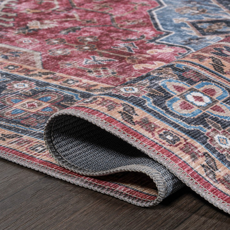 Alacati Ogee Medallion Washable Area Rug