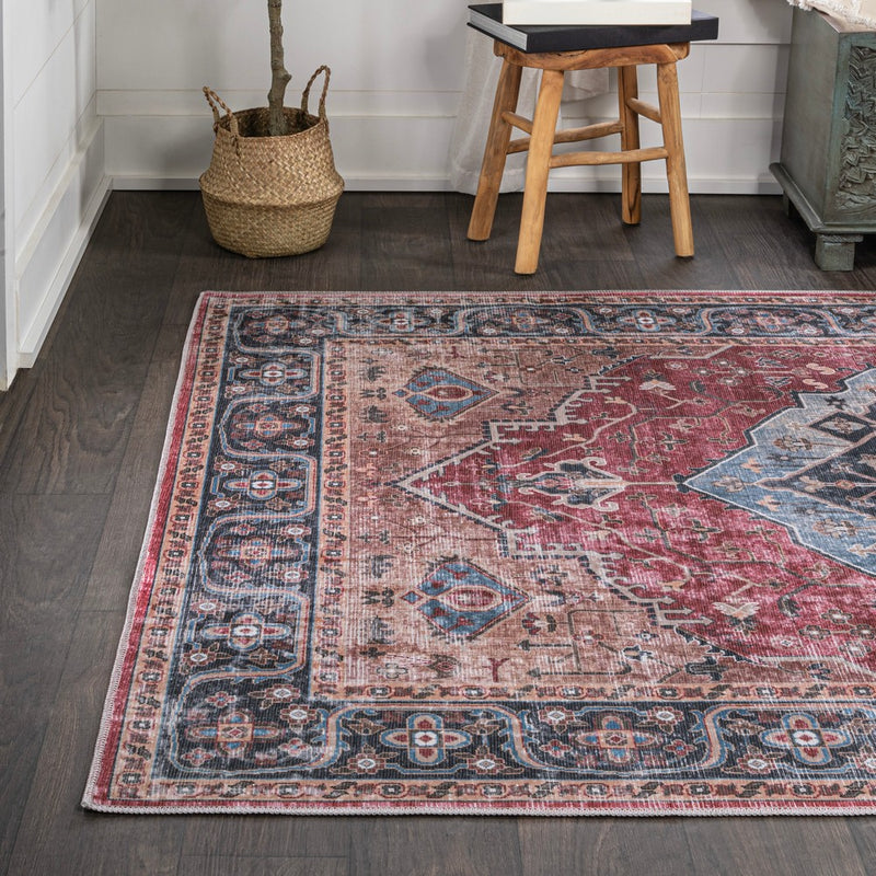 Alacati Ogee Medallion Washable Area Rug