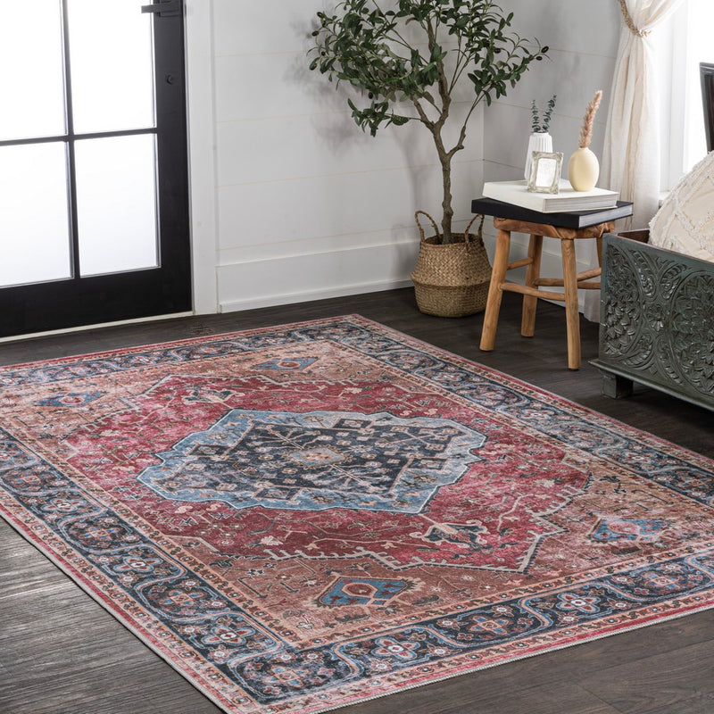 Alacati Ogee Medallion Washable Area Rug
