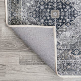 Alacati Ogee Medallion Washable Area Rug Dark Gray/Light Gray / Runner / 2' X 8' – BACK