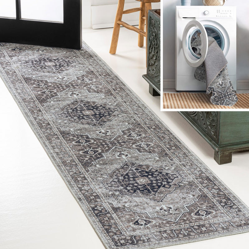 Alacati Ogee Medallion Washable Area Rug