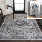 Alacati Ogee Medallion Washable Area Rug