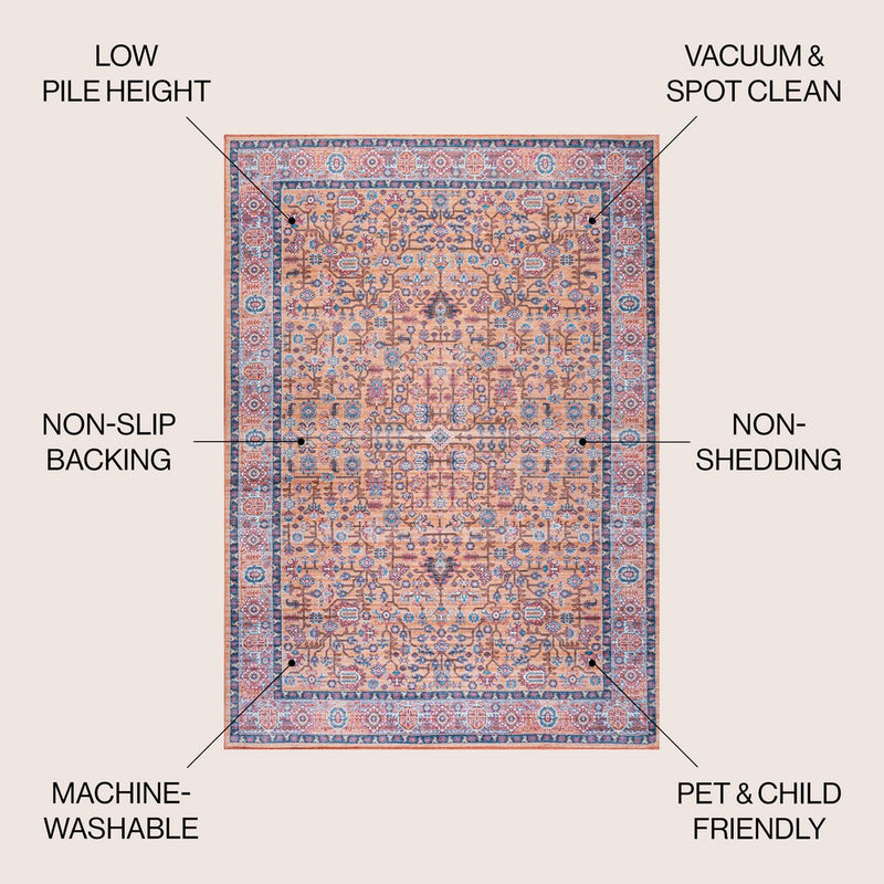 Kemer All-over Persian Washable Area Rug