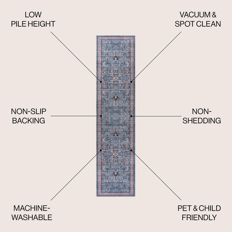 Kemer All-over Persian Washable Area Rug