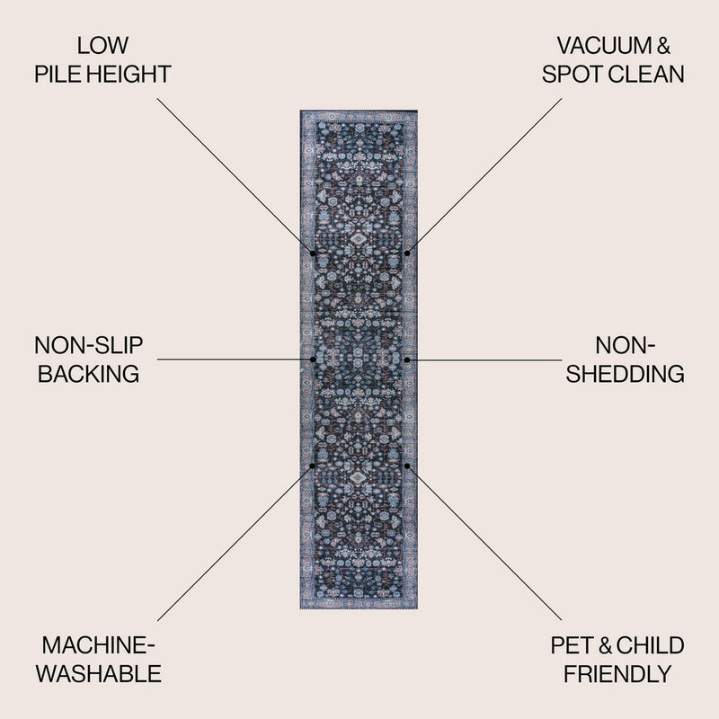 Kemer All-over Persian Washable Area Rug