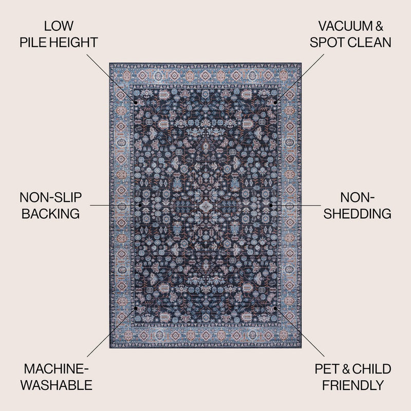 Kemer All-over Persian Washable Area Rug