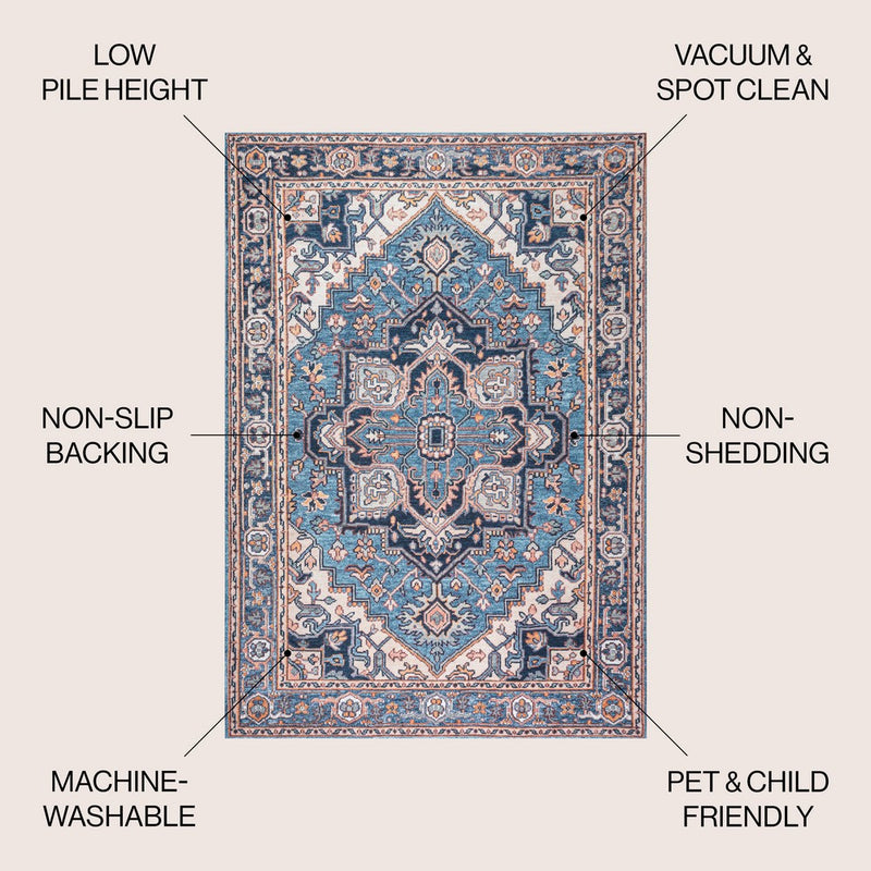 Cirali Ornate Large Medallion Washable Area Rug