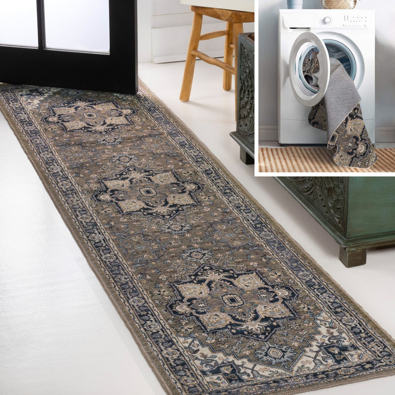 Cirali Ornate Large Medallion Washable Area Rug