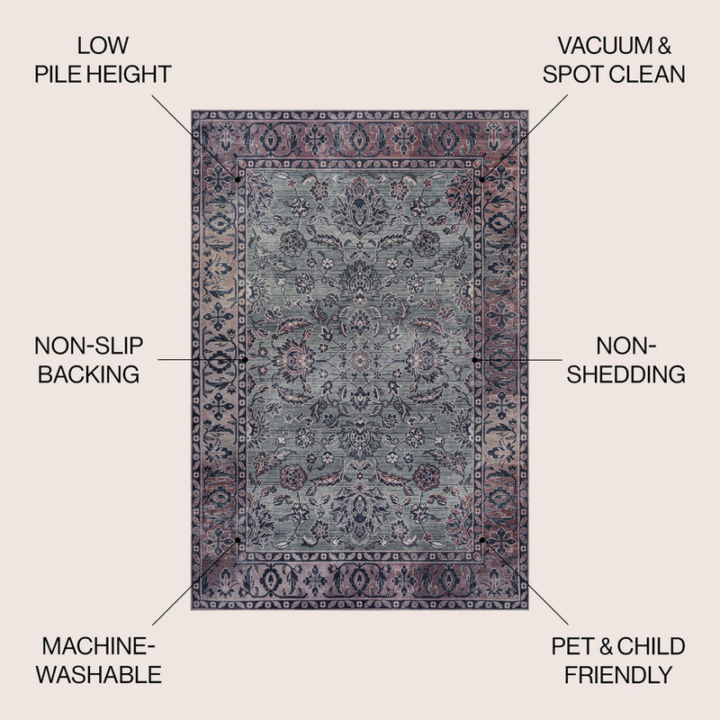 Victoria Ornate Persian All-over Washable Area Rug