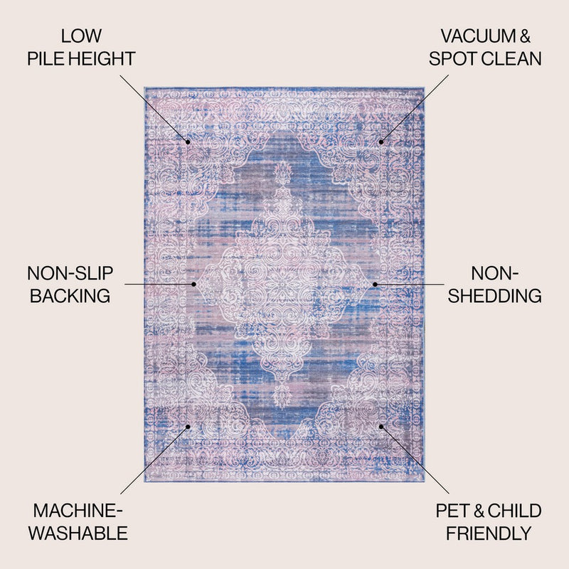 Regis Bohemian Medallion Washable Area Rug