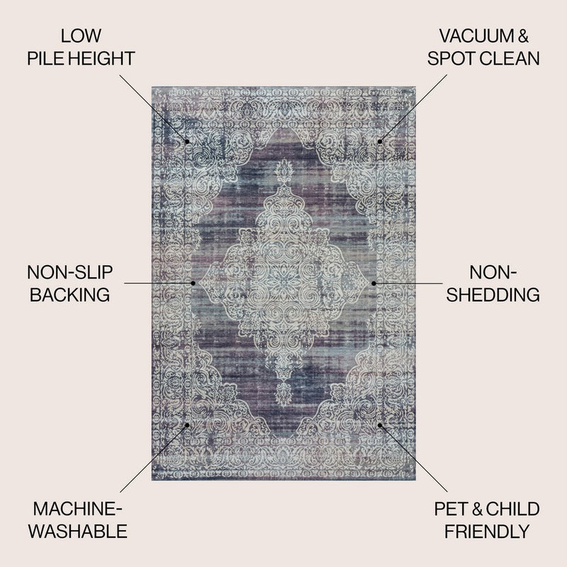 Regis Bohemian Medallion Washable Area Rug