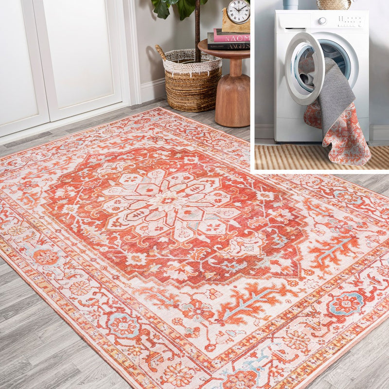 Asa Ornate Medallion Washable Area Rug