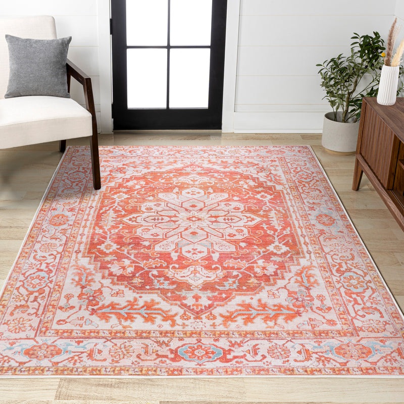 Asa Ornate Medallion Washable Area Rug
