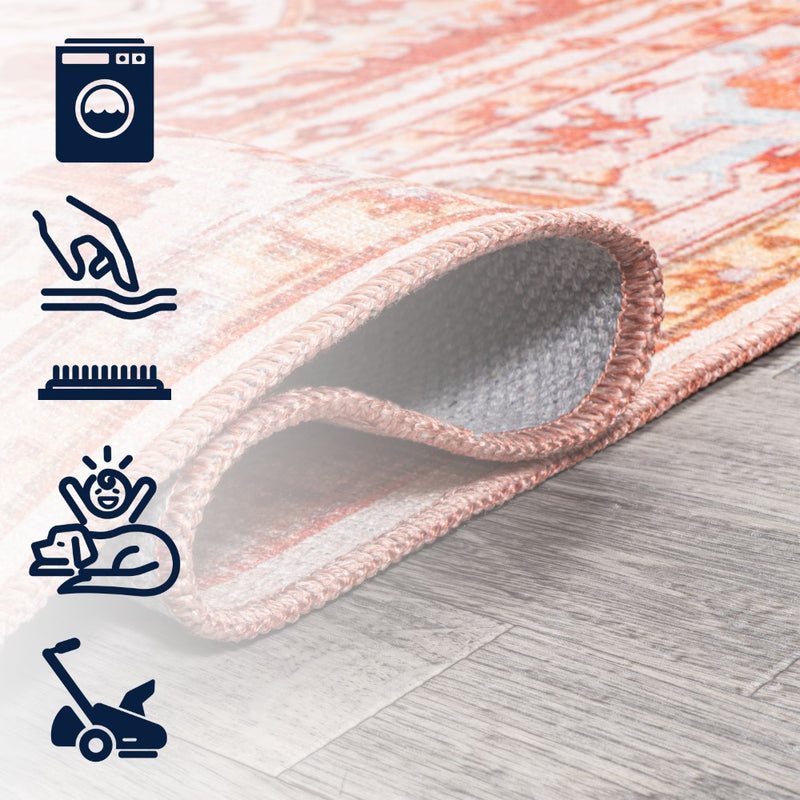 Asa Ornate Medallion Washable Area Rug