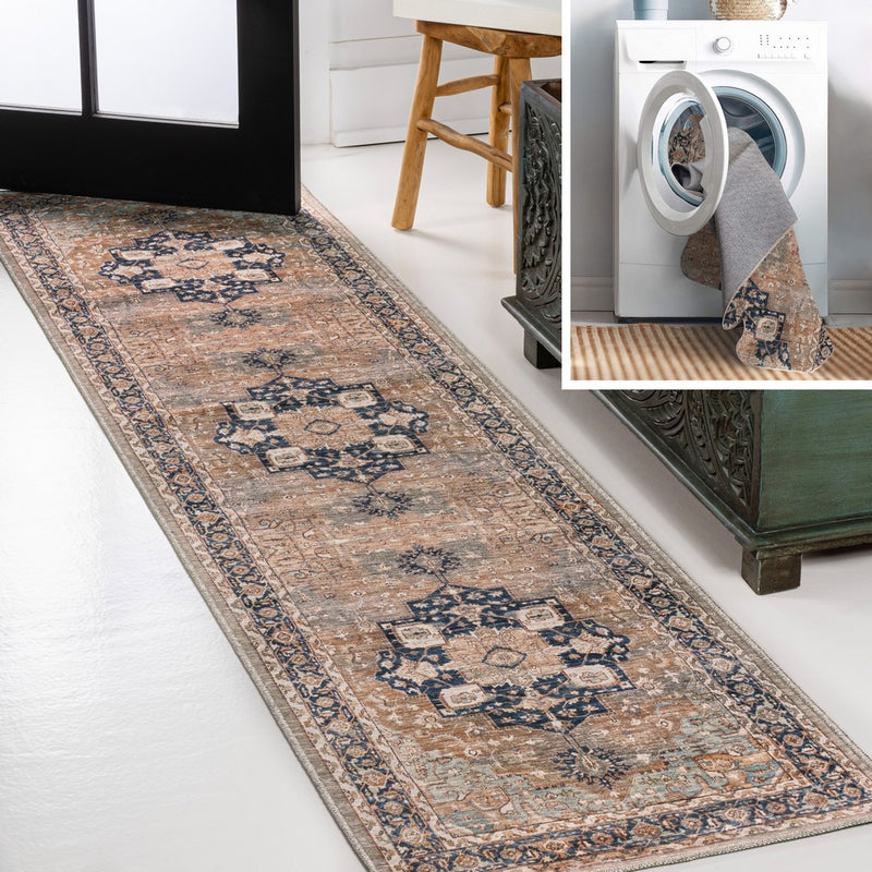 Maris Ornate Medallion Washable Area Rug