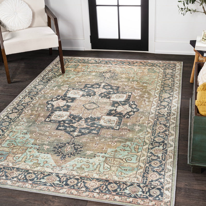 Maris Ornate Medallion Washable Area Rug
