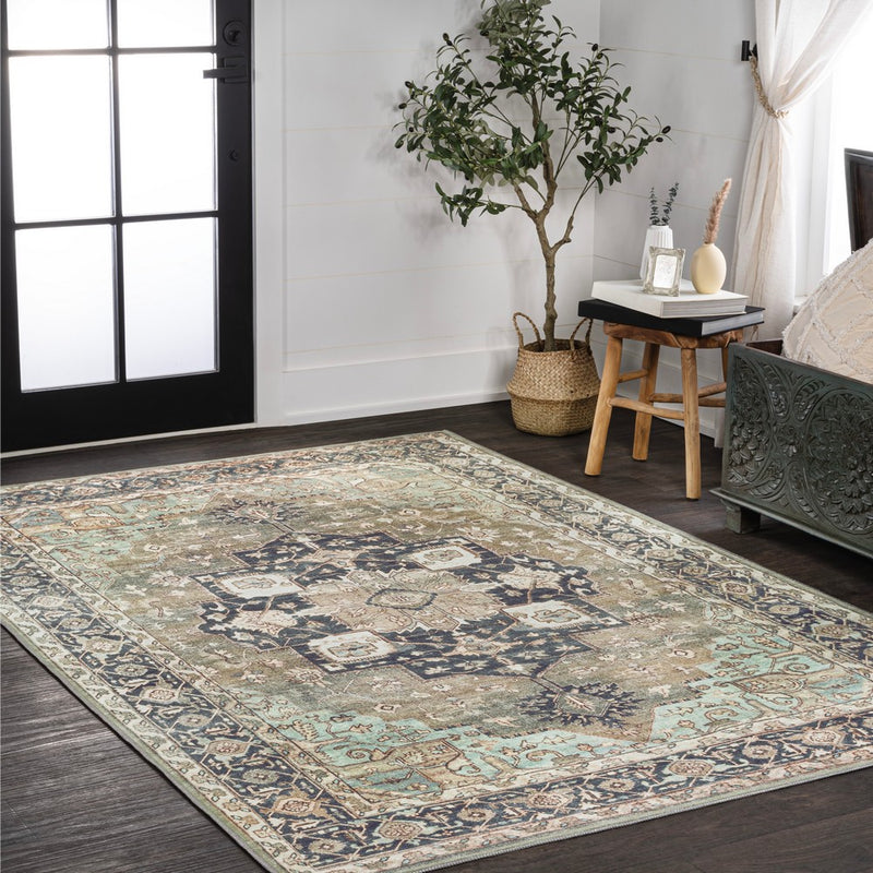 Maris Ornate Medallion Washable Area Rug