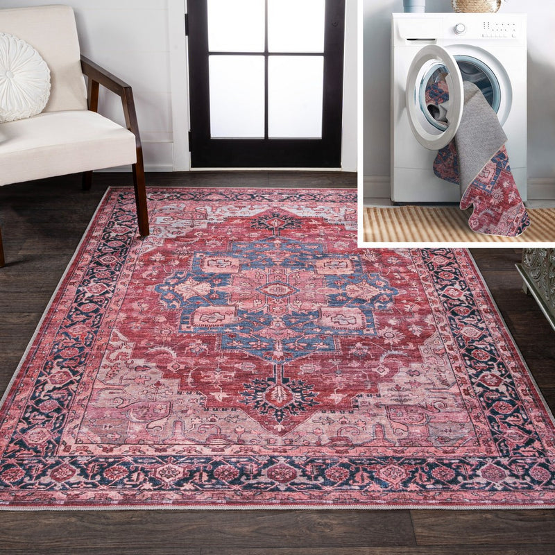 Maris Ornate Medallion Washable Area Rug