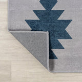 Chayton Minimalist Geometric Machine-washable Area Rug Gray/Blue / Runner / 2' X 8' – BACK