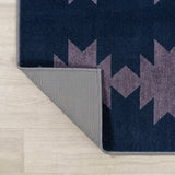 Chayton Minimalist Geometric Machine-washable Area Rug Navy/Purple / Runner / 2' X 8' – BACK