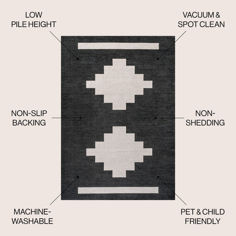 Adriel Geometric Tribal Medallion Machine-washable Area Rug