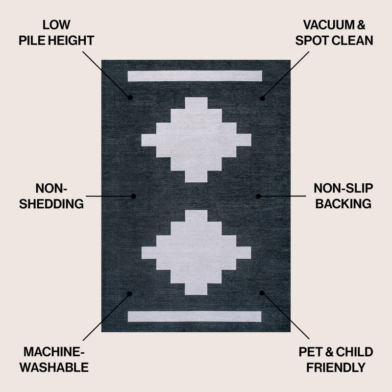 Adriel Geometric Tribal Medallion Machine-washable Area Rug