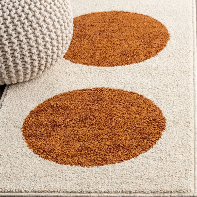 Cirkel Minimalist Geometric Dot Machine-washable Area Rug Cream/Rust / Runner / 2' X 8' – DETAIL