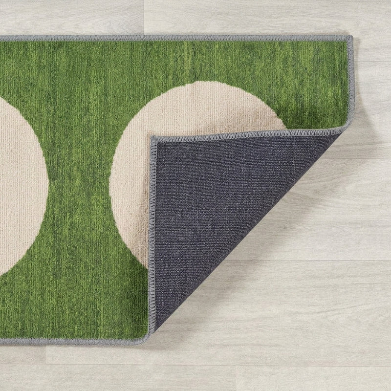 Cirkel Minimalist Geometric Dot Machine-washable Area Rug Olive/Cream / Runner / 2' X 8' – BACK