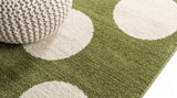 Cirkel Minimalist Geometric Dot Machine-washable Area Rug Olive/Cream / Runner / 2' X 8' – DETAIL