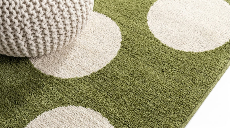 Cirkel Minimalist Geometric Dot Machine-washable Area Rug Olive/Cream / Runner / 2' X 8' – DETAIL
