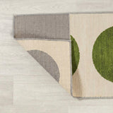 Cirkel Minimalist Geometric Dot Machine-washable Area Rug Cream/Olive / Runner / 2' X 8' – BACK