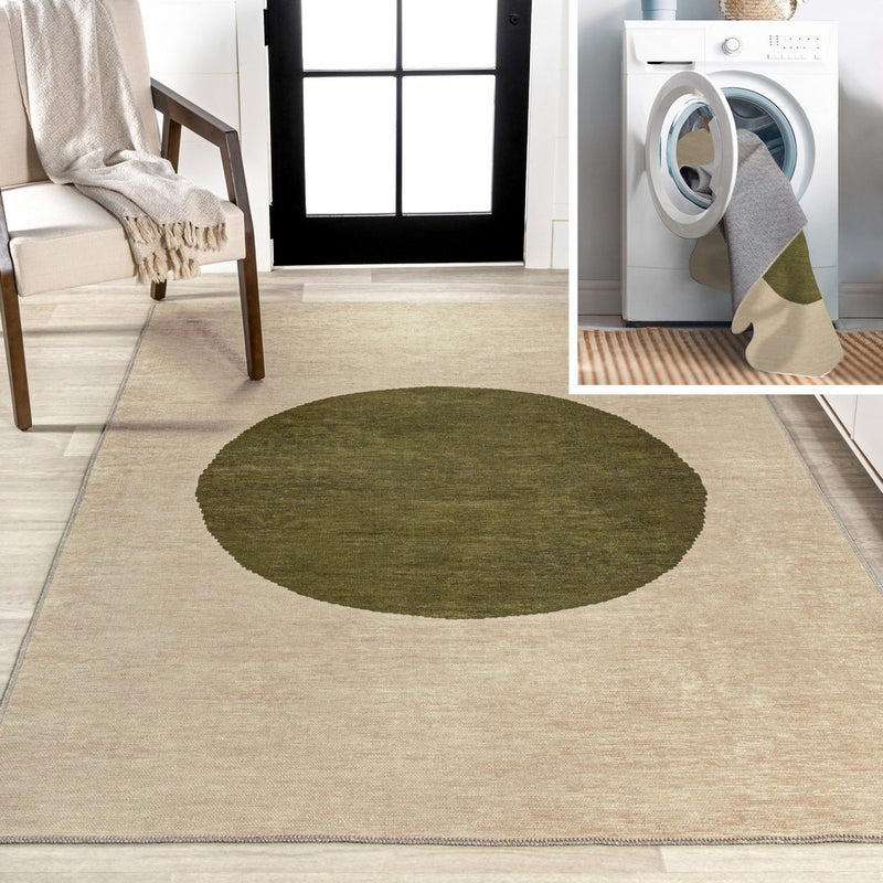 Cirkel Minimalist Geometric Dot Machine-washable Area Rug
