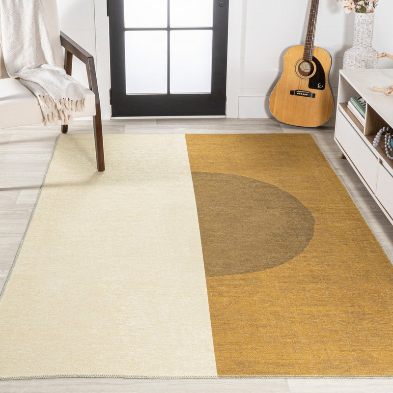 Demie Minimalist Graphic Circle Machine-washable Area Rug