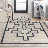 Ashkii Minimalist Medallion Machine-washable Area Rug