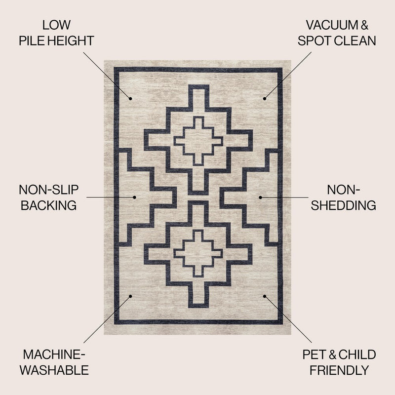 Ashkii Minimalist Medallion Machine-washable Area Rug