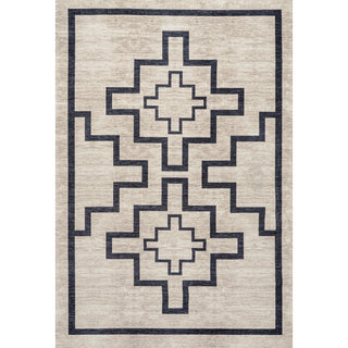 Ashkii Minimalist Medallion Machine-washable Area Rug