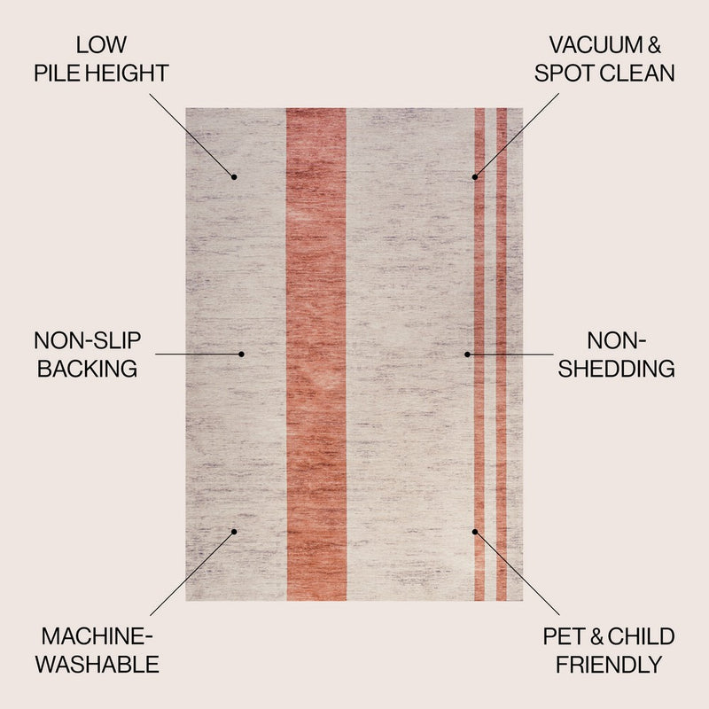Raita Modern Distressed Stripe Machine-washable Area Rug