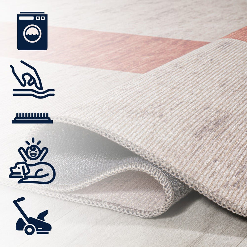 Raita Modern Distressed Stripe Machine-washable Area Rug