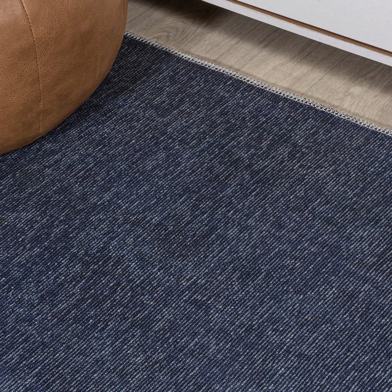 Linja Solid Centre Stripe Machine-washable Area Rug