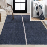 Linja Solid Centre Stripe Machine-washable Area Rug