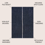 Linja Solid Centre Stripe Machine-washable Area Rug