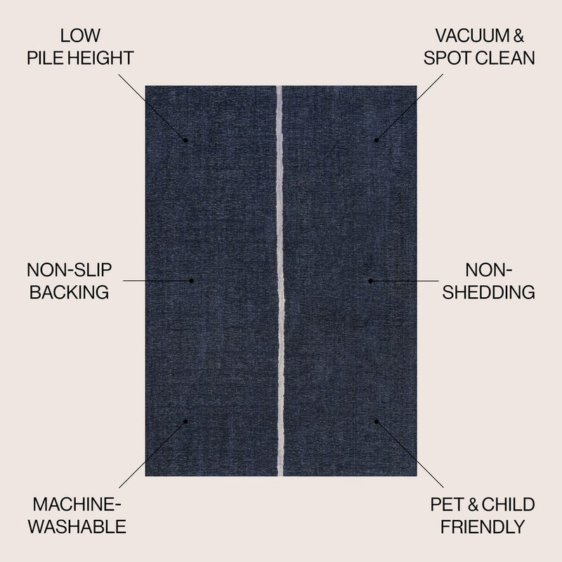 Linja Solid Centre Stripe Machine-washable Area Rug
