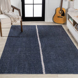 Linja Solid Centre Stripe Machine-washable Area Rug