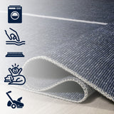 Linja Solid Centre Stripe Machine-washable Area Rug