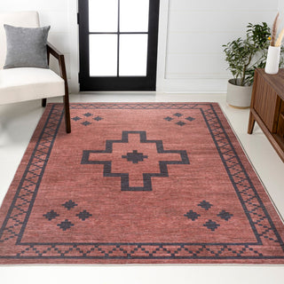 Korsa Geometric Medallion Machine-washable Area Rug