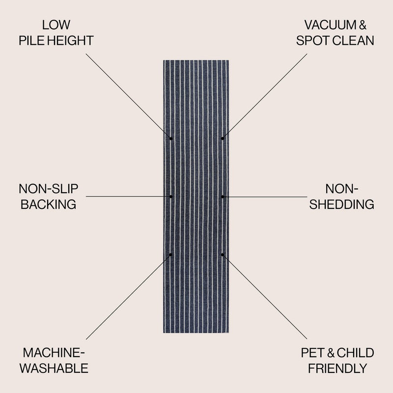 Rand Distressed Ticking Stripe Machine-washable Area Rug
