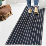 Rand Distressed Ticking Stripe Machine-washable Area Rug