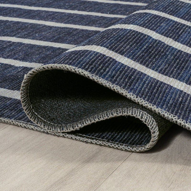Rand Distressed Ticking Stripe Machine-washable Area Rug